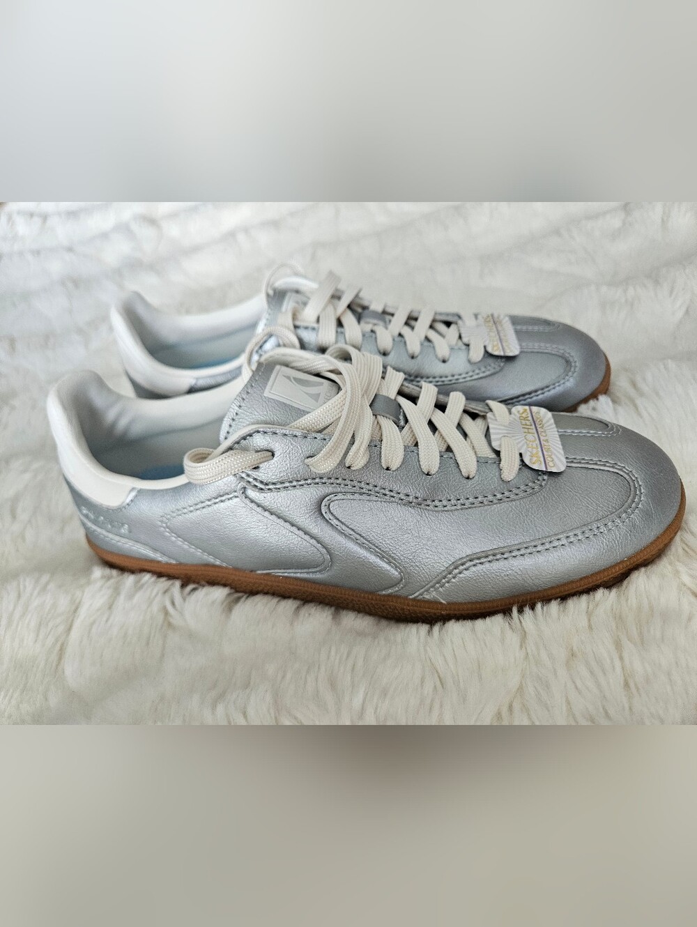New In Box Skechers Women's Hotshot - Perfectly Polished Silver 185237 Sz 8.5